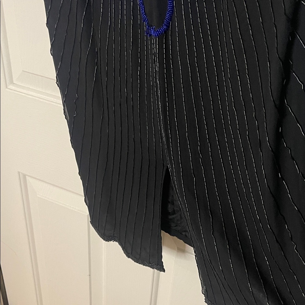 A.J. Bari Black Long Sleeve Dress with Blue Sequin Detail - Picture 8 of 14